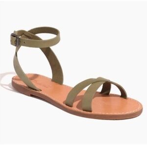 Madewell Green Strappy Sandals with Open-Toe Design